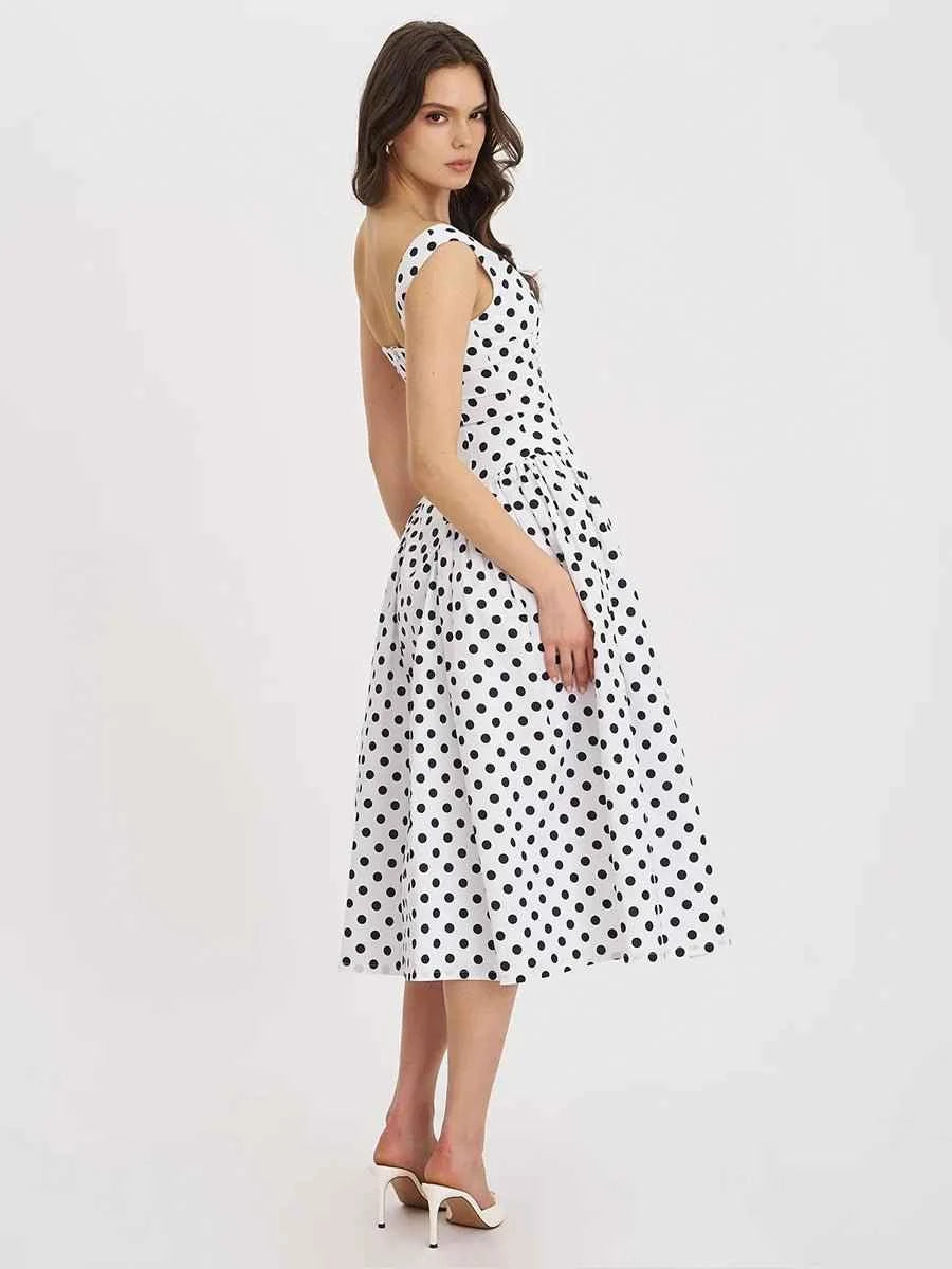 Alind Polkan Dot Strap Elegant Party Dress