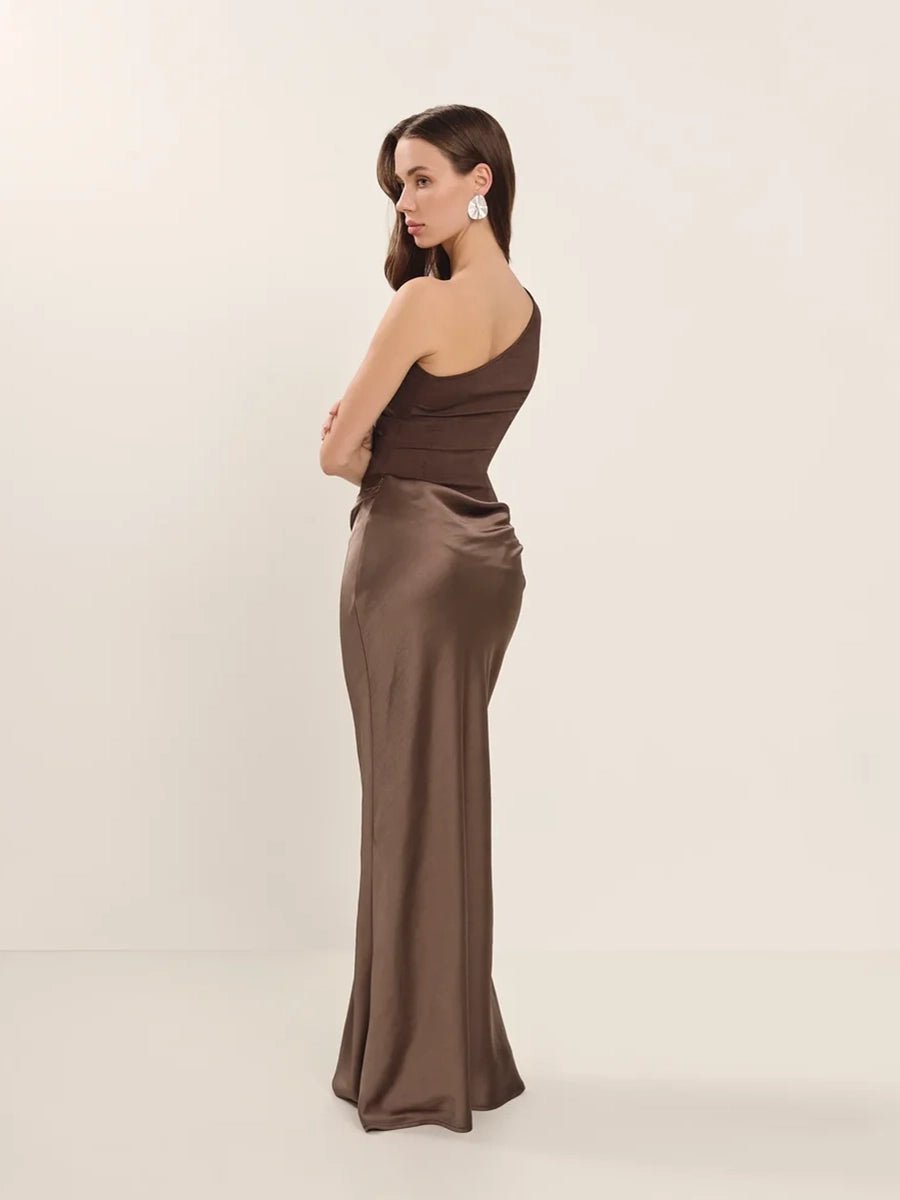 Allilope Crossbody Pleated Stitching Satin Dressmaxi dressCelidiorCelidiorCJLY240645708HS