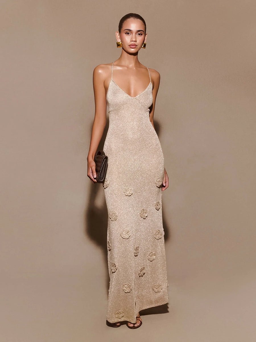 Amellia Knitted Flowers Suspenders Dressmaxi dressCelidiorCelidiorCJLY223689401AZnull