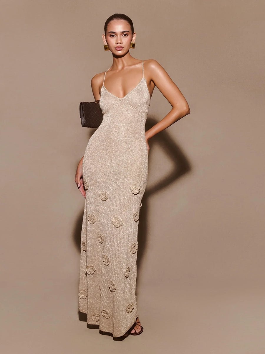 Amellia Knitted Flowers Suspenders Dressmaxi dressCelidiorCelidiorCJLY223689401AZnull