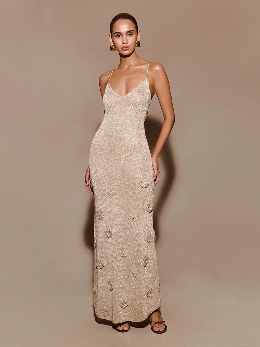 Amellia Knitted Flowers Suspenders Dressmaxi dressCelidiorCelidiorCJLY223689401AZnull