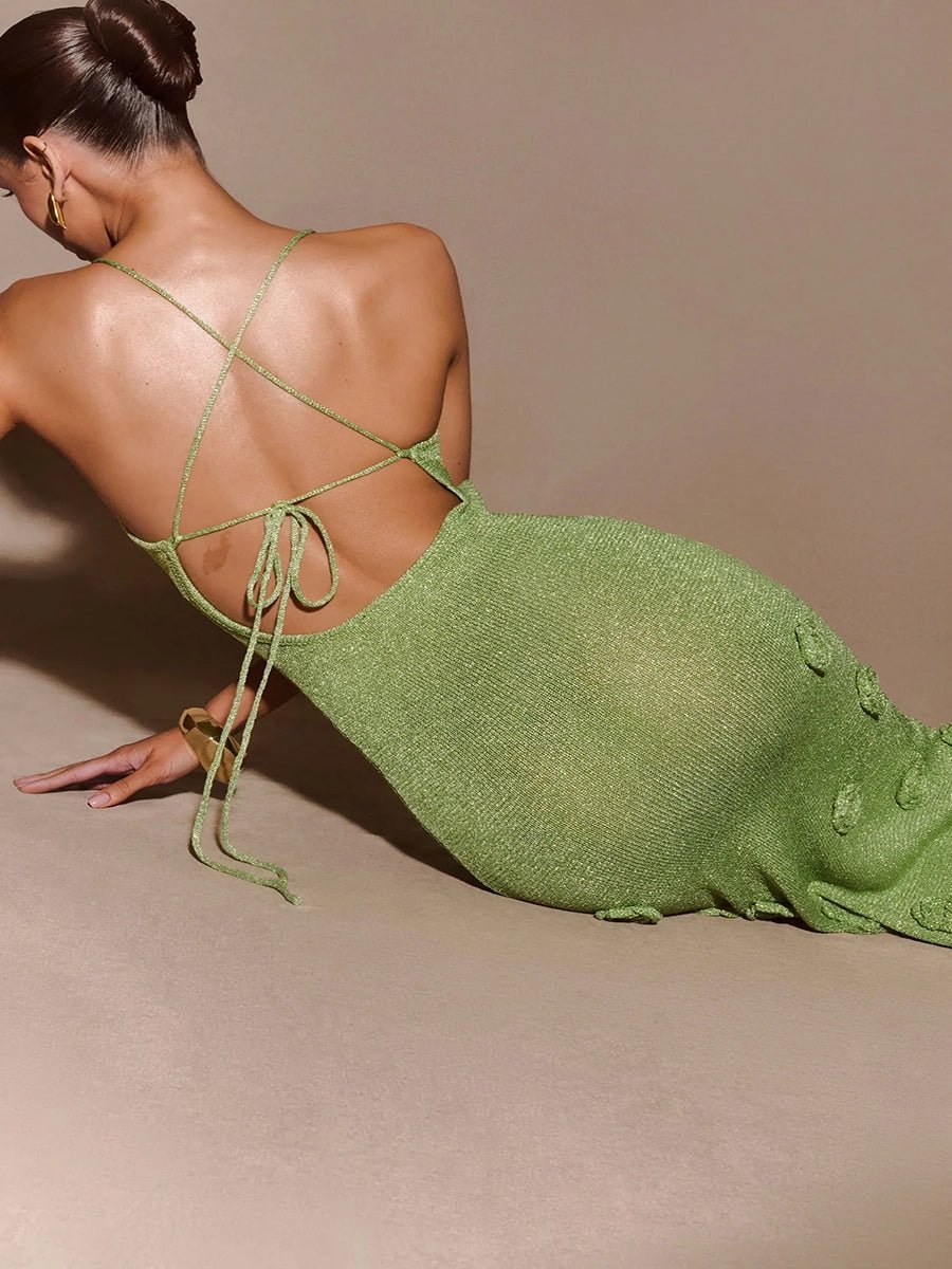 Amellia Knitted Flowers Suspenders Dressmaxi dressCelidiorCelidiorCJLY223689404DWnull