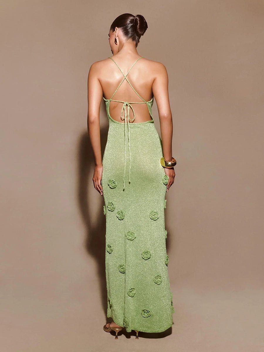 Amellia Knitted Flowers Suspenders Dressmaxi dressCelidiorCelidiorCJLY223689404DWnull