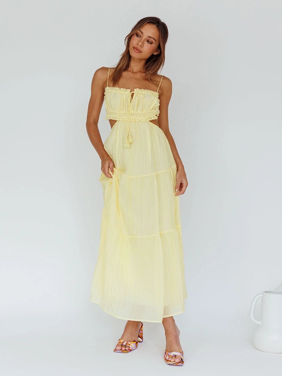 Aneurin Hollow Backless Stitching Big Swing Dressmidi dressCelidiorCelidiorCJLY202033505EVnull