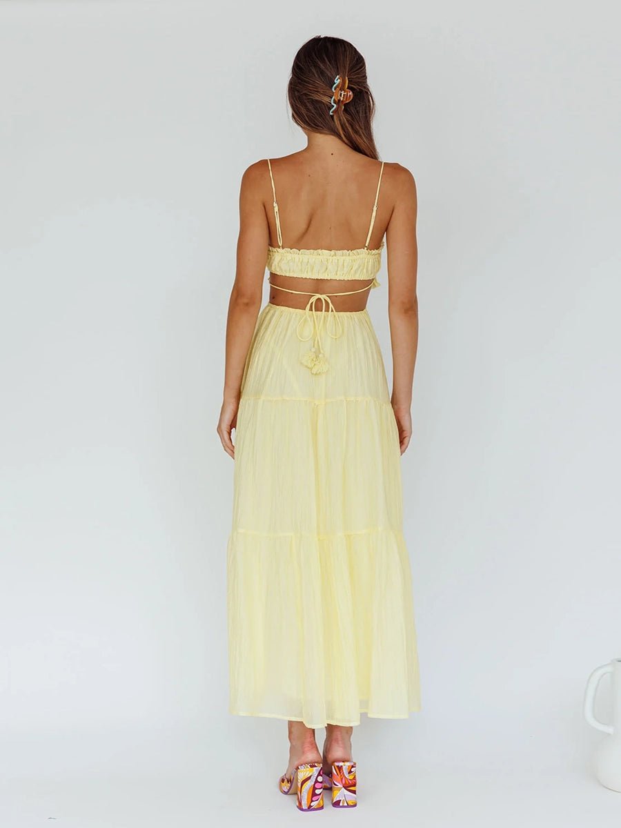 Aneurin Hollow Backless Stitching Big Swing Dressmidi dressCelidiorCelidiorCJLY202033505EVnull
