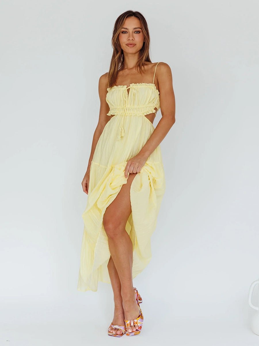 Aneurin Hollow Backless Stitching Big Swing Dressmidi dressCelidiorCelidiorCJLY202033505EVnull