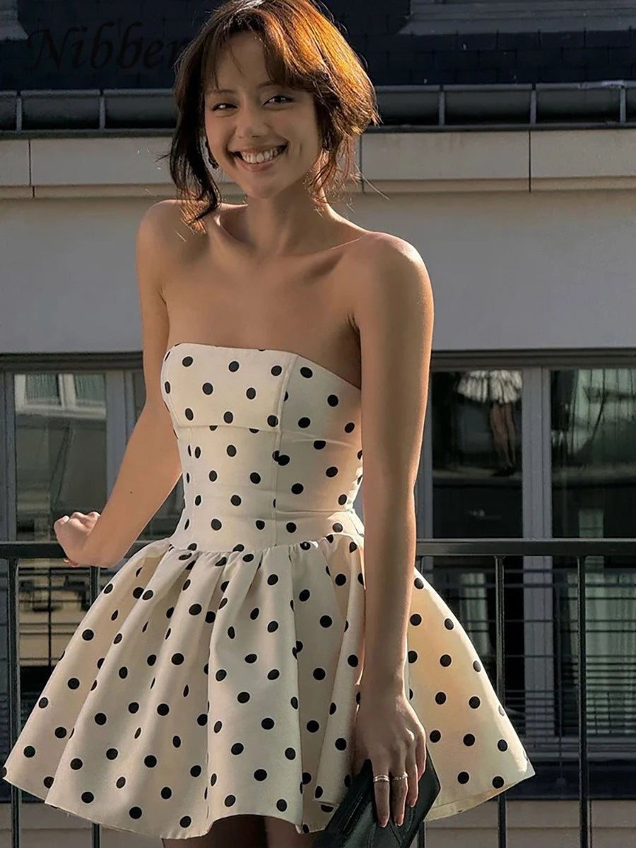 Antheia Retro Dot-printed  Form-fittingTube Dress - Celidior