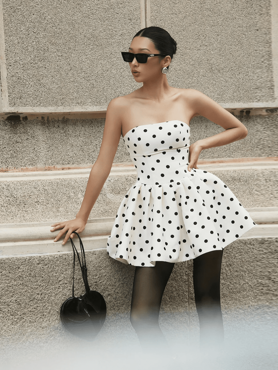 Antheia Retro Dot-printed  Form-fittingTube Dress - Celidior