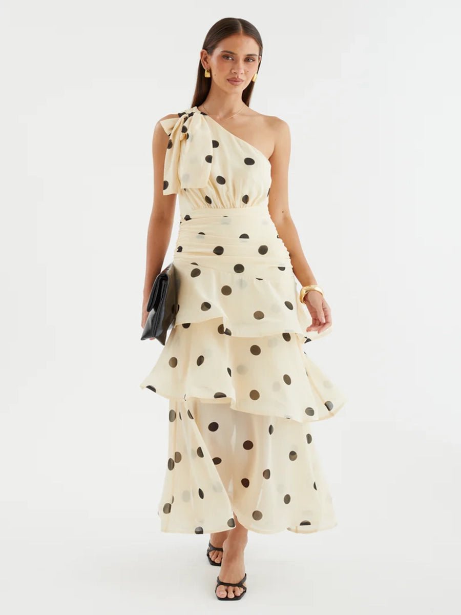 Anza One Shoulder Backless Printed Polka Dot Dressmaxi dressCelidiorCelidiorCJLY284926405EVnull