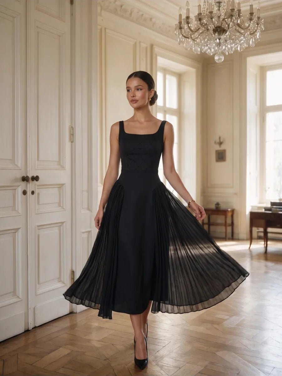 Aridwen Square Neck Cinched Pleated Midi Dressmidi dressCelidiorCelidiorCJLY237351301AZnull