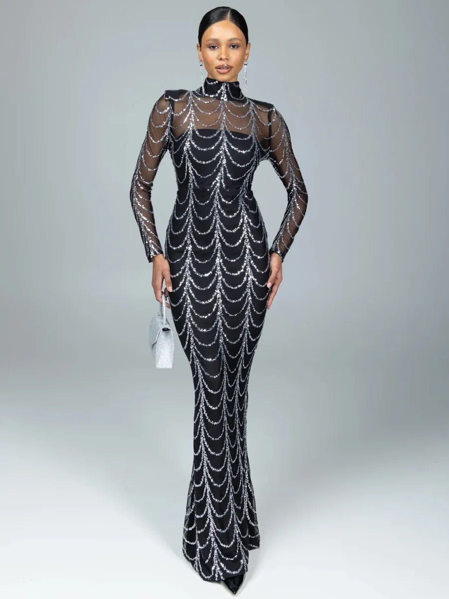 Arissa Sequins Long Sleeve Maxi DressApparel & Accessories > Clothing > Dresses > Maxi DressesCelidiorCelidiorCJWL154424701AZnull