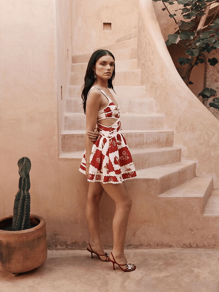 Artemis Flower Print Lace Sling Dressmini dressCelidiorCelidiorCJLY205529701AZnull