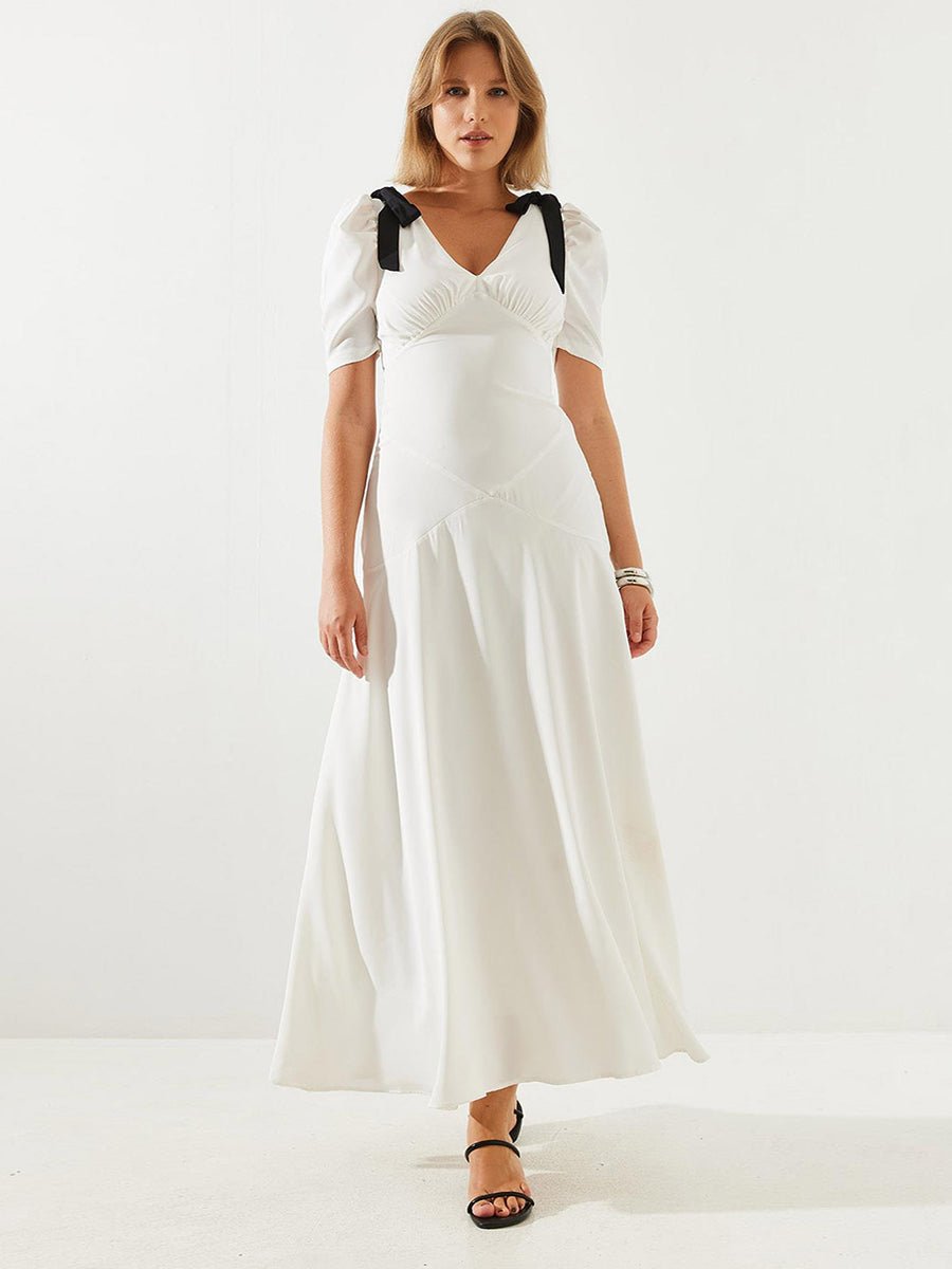 Atella Puff Sleeve Lace Up Dressmaxi dressCelidiorCelidiorCJLY287060001AZnull