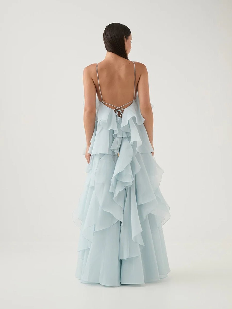 Atih Floral Halter Neck Backless Ruffled Maxi Dressmaxi dressCelidiorCelidiorCJLY283398107GTnull