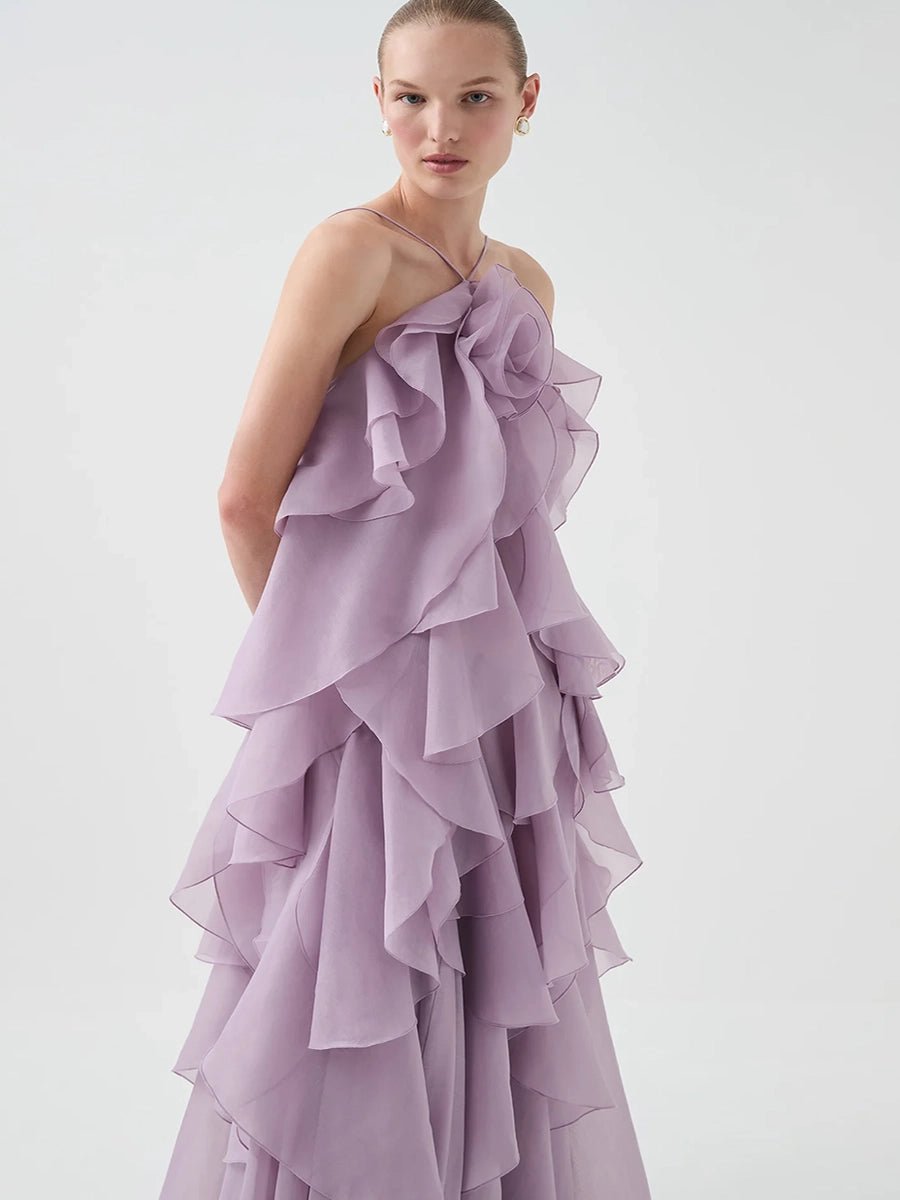Atih Floral Halter Neck Backless Ruffled Maxi Dressmaxi dressCelidiorCelidiorCJLY283398113MNnull