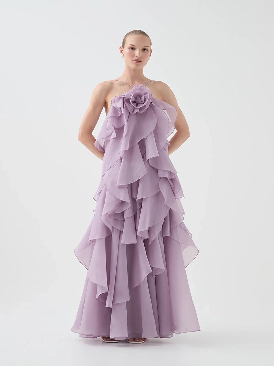 Atih Floral Halter Neck Backless Ruffled Maxi Dressmaxi dressCelidiorCelidiorCJLY283398113MNnull