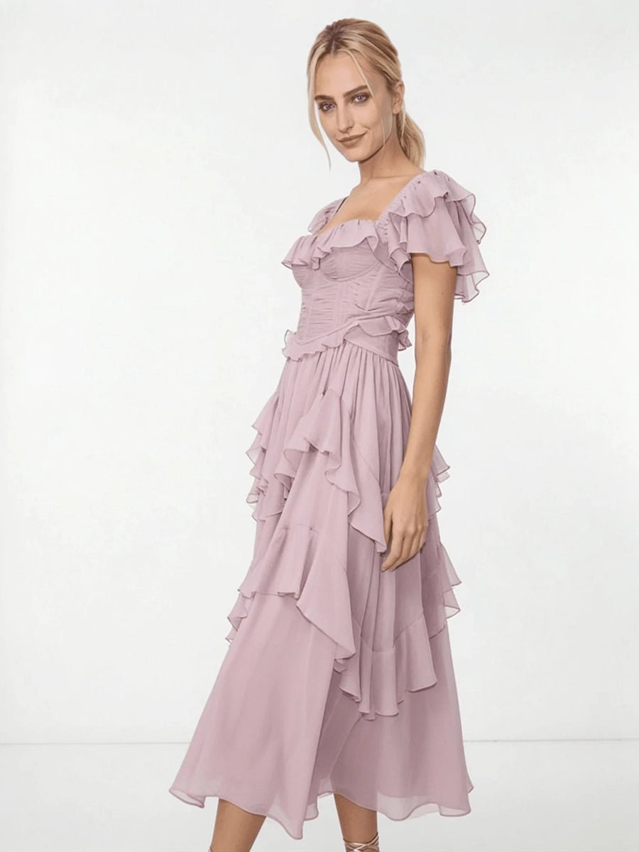 Aynard Summer Ruffled Short Sleeved Dressmidi dressCelidiorCelidiorCJLY205744101AZnull