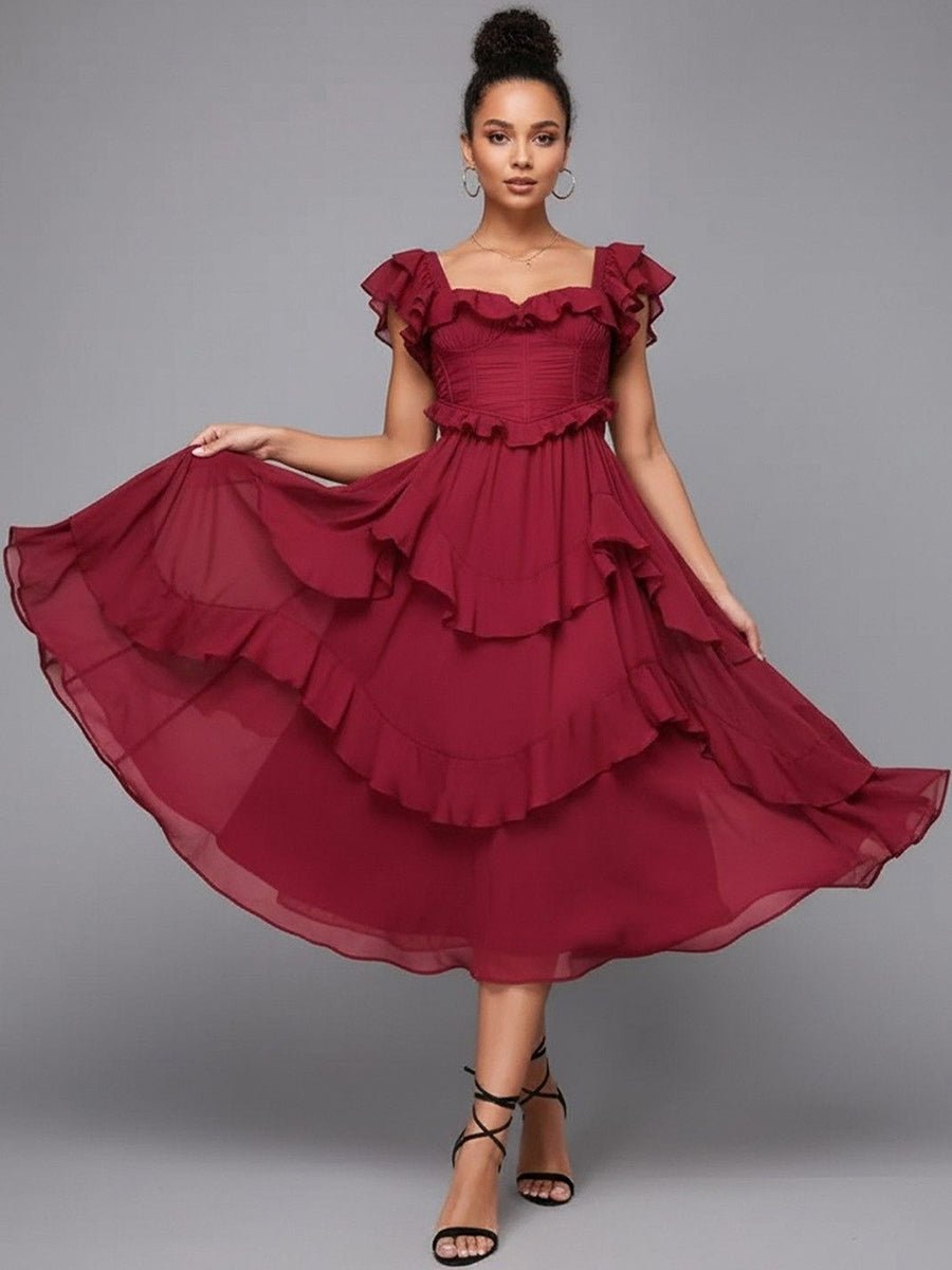 Aynard Summer Ruffled Short Sleeved Dressmidi dressCelidiorCelidiorCJLY205744105EVnull