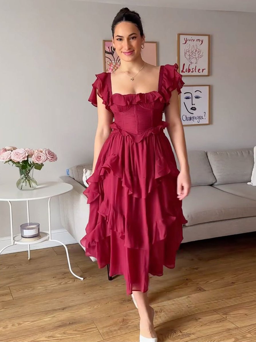 Aynard Summer Ruffled Short Sleeved Dressmidi dressCelidiorCelidiorCJLY205744105EVnull