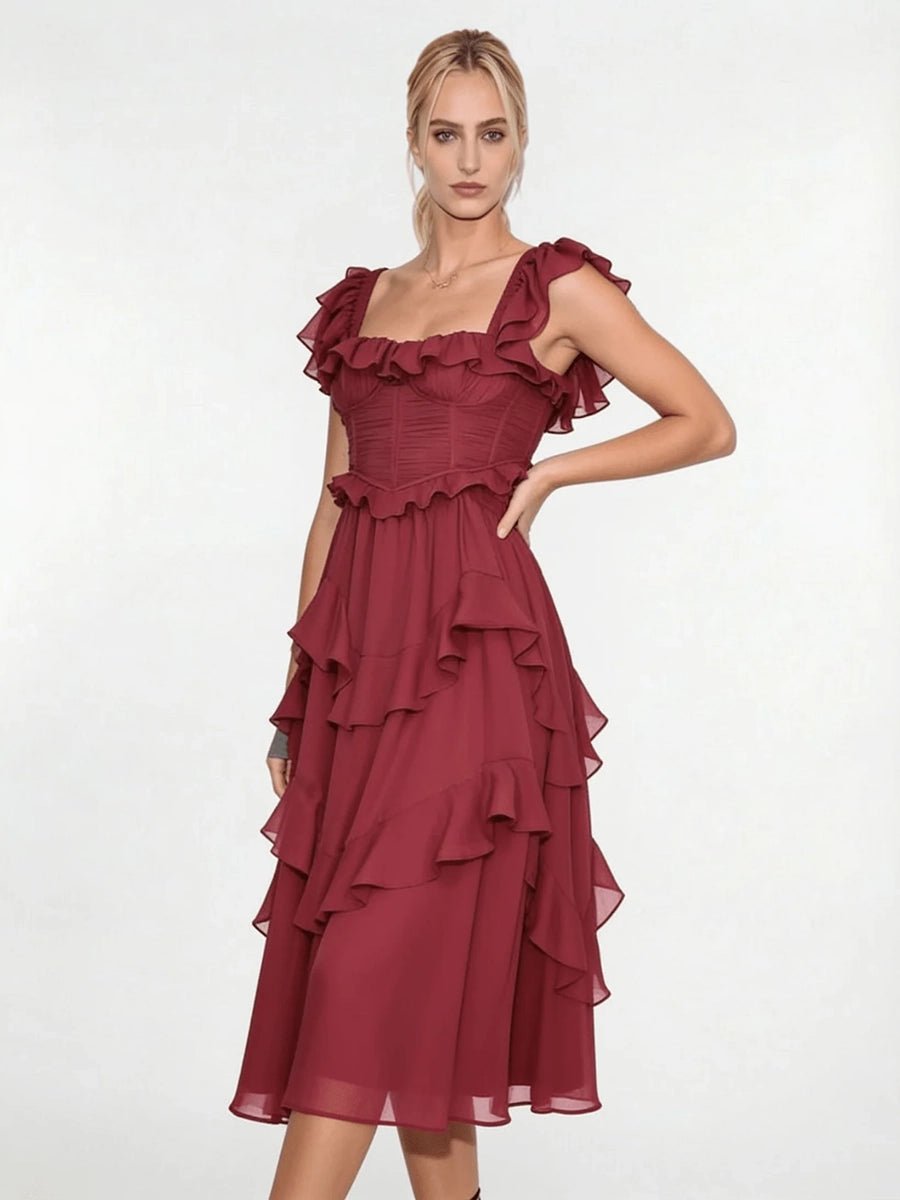 Aynard Summer Ruffled Short Sleeved Dressmidi dressCelidiorCelidiorCJLY205744105EVnull