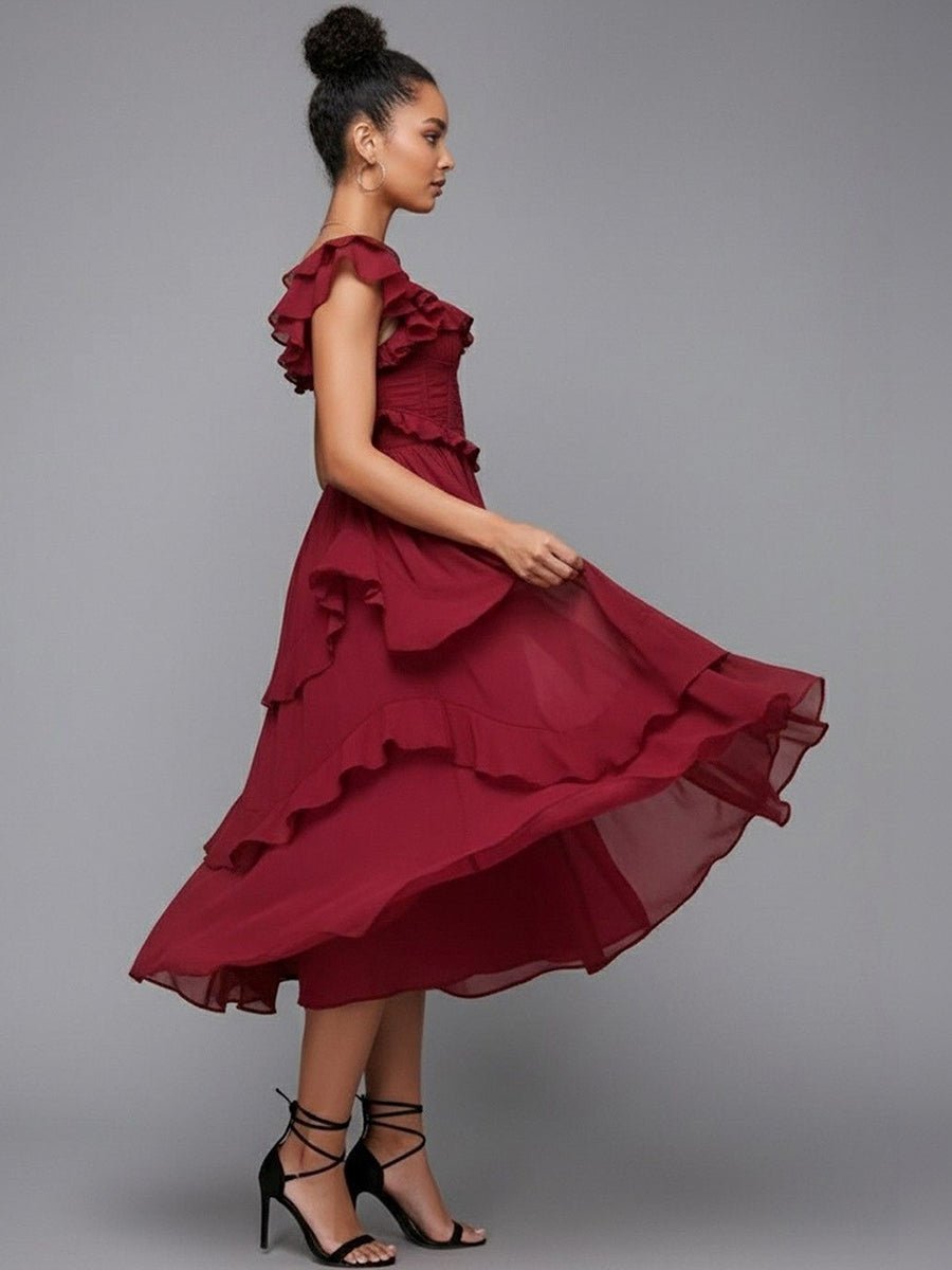 Aynard Summer Ruffled Short Sleeved Dressmidi dressCelidiorCelidiorCJLY205744105EVnull