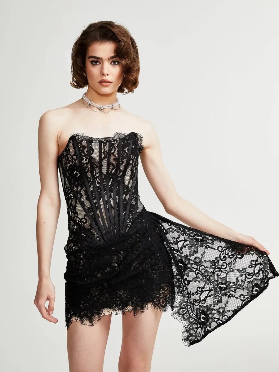Azzie Sexy Lace Stitching Waist Tube Top Dressmini dressCelidiorCelidiorCJLY195970104DWnull