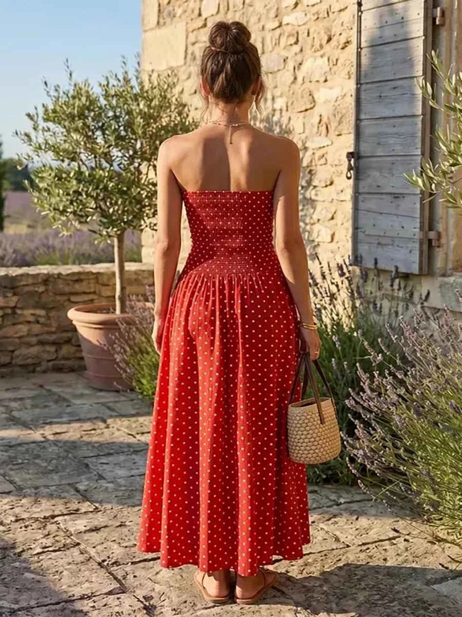 Bianca Elegant Polka-dot Off-shoulder Dresses - Celidior