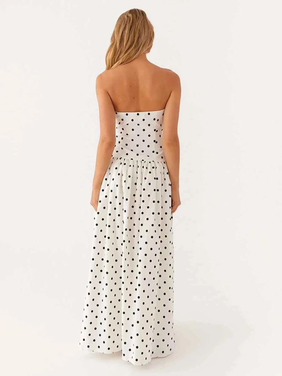 Bianca Elegant Polka-dot Off-shoulder Dresses - Celidior