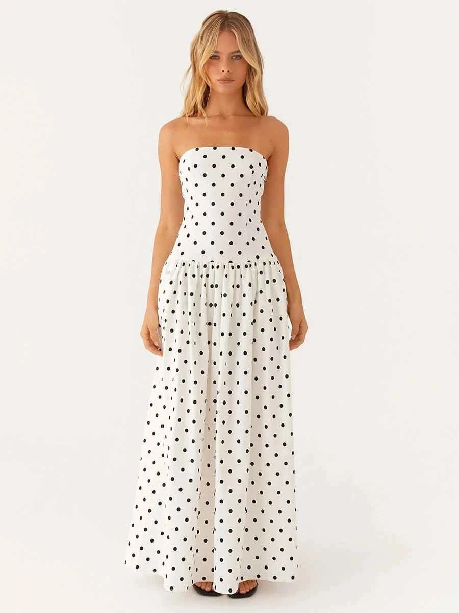 Bianca Elegant Polka-dot Off-shoulder Dresses - Celidior
