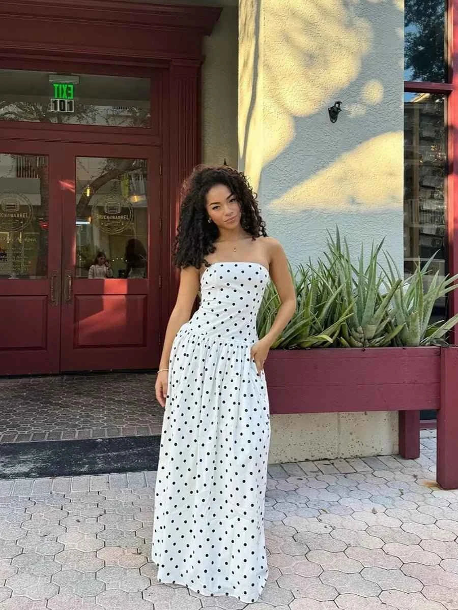 Bianca Elegant Polka-dot Off-shoulder Dresses - Celidior