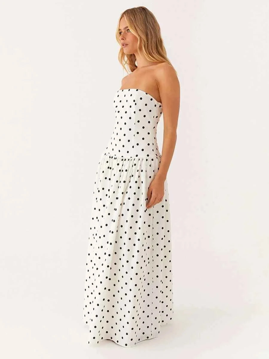 Bianca Elegant Polka-dot Off-shoulder Dresses - Celidior