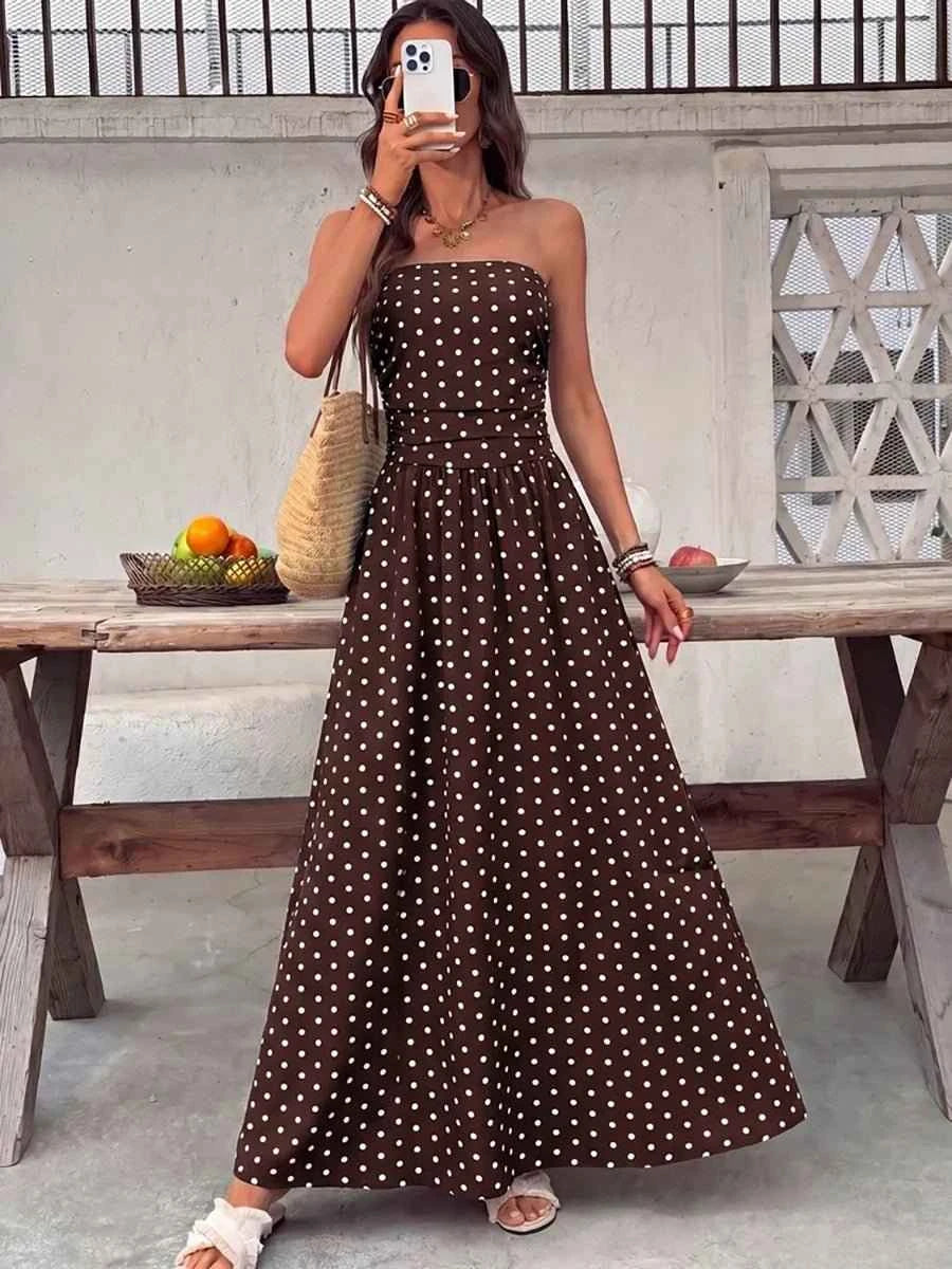 Bianca Elegant Polka-dot Off-shoulder Dresses - Celidior