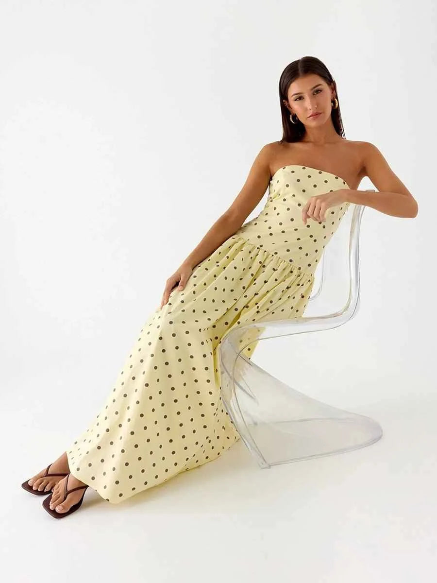 Bianca Elegant Polka-dot Off-shoulder Dresses - Celidior
