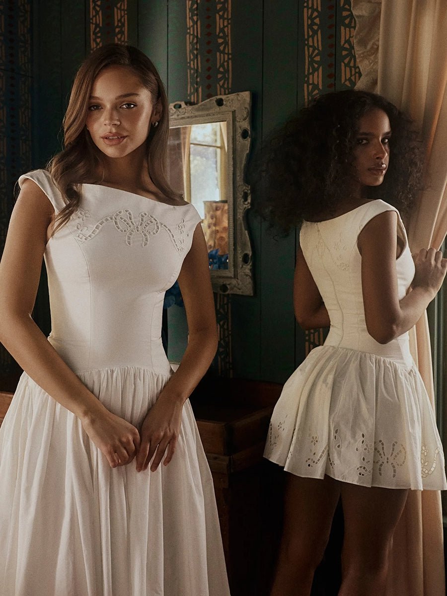 Briona Halter-Neck Embroidered Waist-Cinching A-Line Dressmidi dressCelidiorCelidiorCJLY293259701AZnull