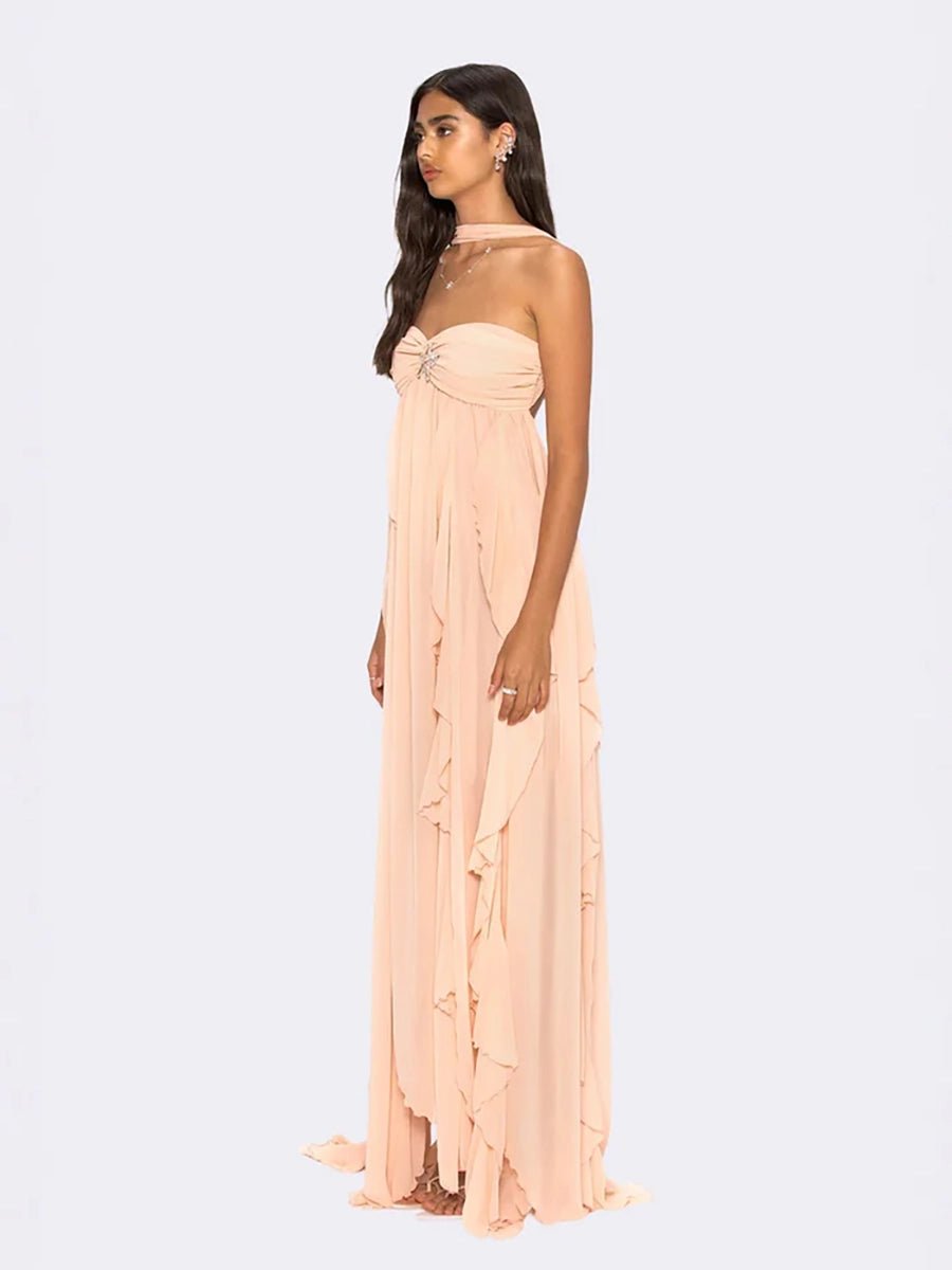 Clio Women's Chiffon Irregular Ruffles Dress - Celidior