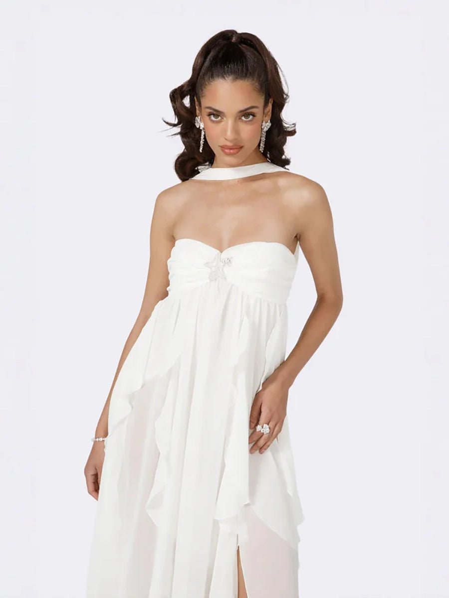 Clio Women's Chiffon Irregular Ruffles Dress - Celidior