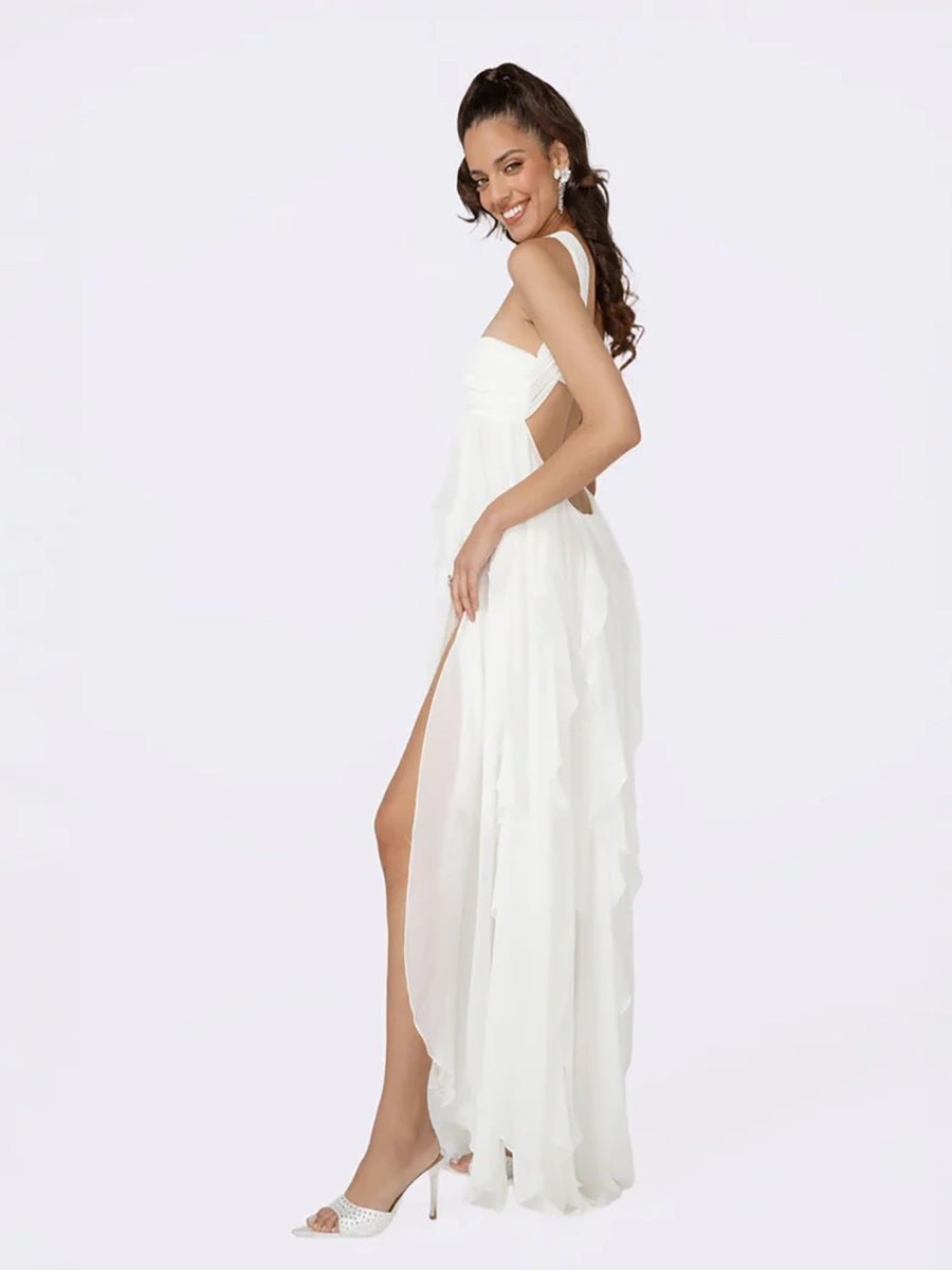 Clio Women's Chiffon Irregular Ruffles Dress - Celidior