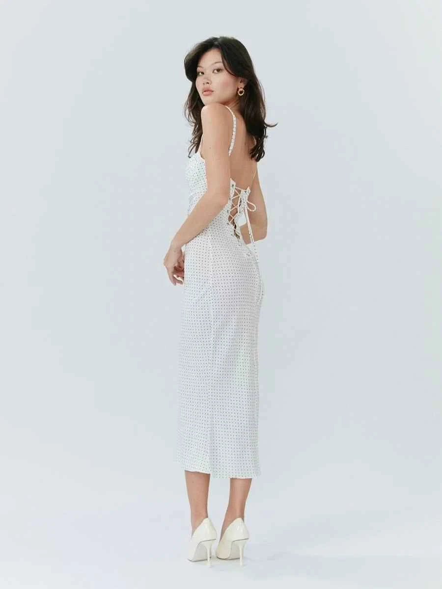 Clotho Sexy Sling Slim - fit Midi Dress Polka DotApparel & Accessories > Clothing > Dresses > Midi DressesCelidiorCelidiorCJLY210013701AZnull