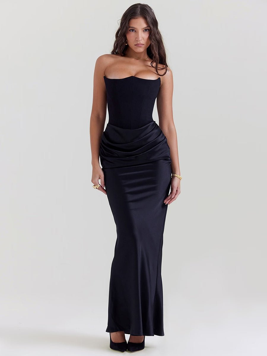 tube top maxi dress Isaiah Slim Tube Top Long Dress – Celidior Strapless Gown Black / M