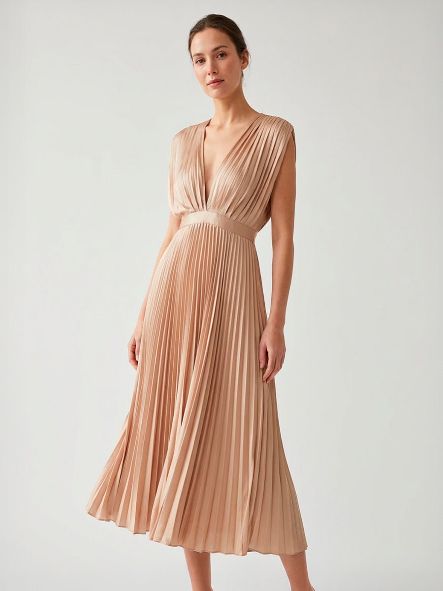 Nadine Summer V - neck Pleated DressApparel & Accessories > Clothing > Dresses > Casual DressesCelidiorCelidiorCJLY179105301AZnull