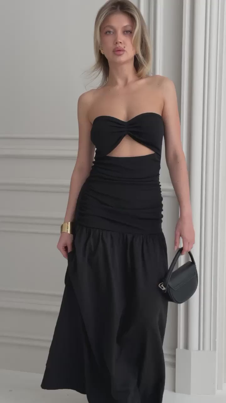 Donna Hollow-out Cinched Elegant White Dress (4).mp4