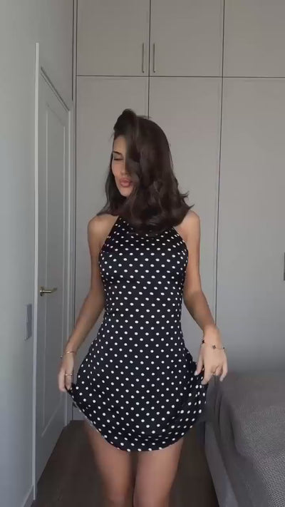 Cheryl Dot Printed SexyA- Line Dress (5).mp4
