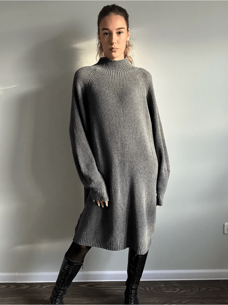 Tala Sweater Dress: Effortlessly Chic Knit Style Gray / 4XL